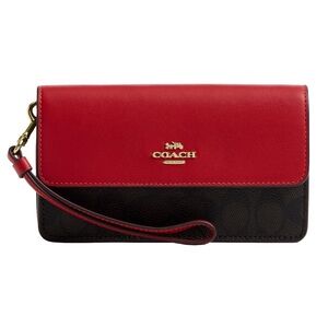 New Coach Red and Brown Foldover Wrislet
